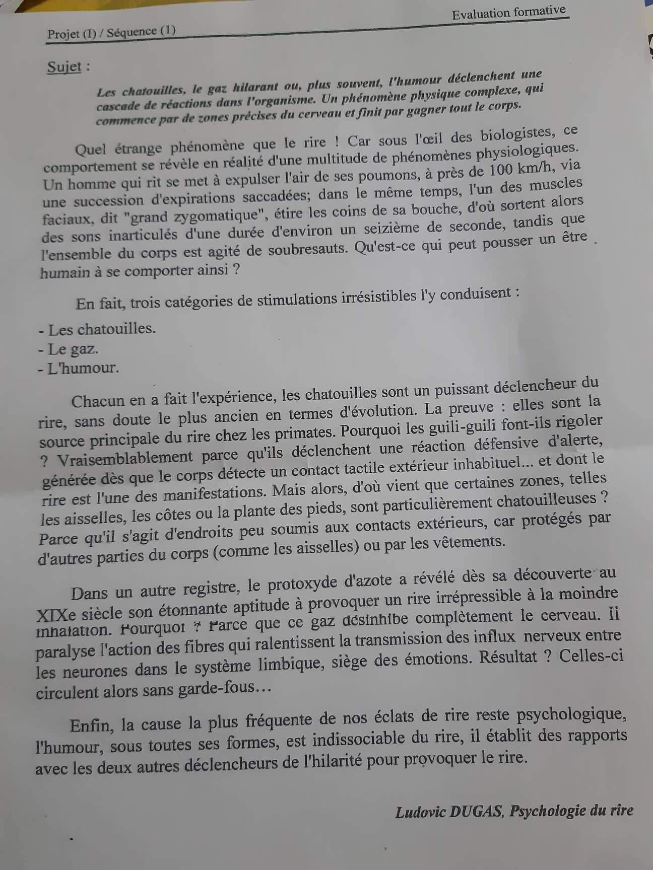 ANALYSER LE TEXTE SUIVANT 